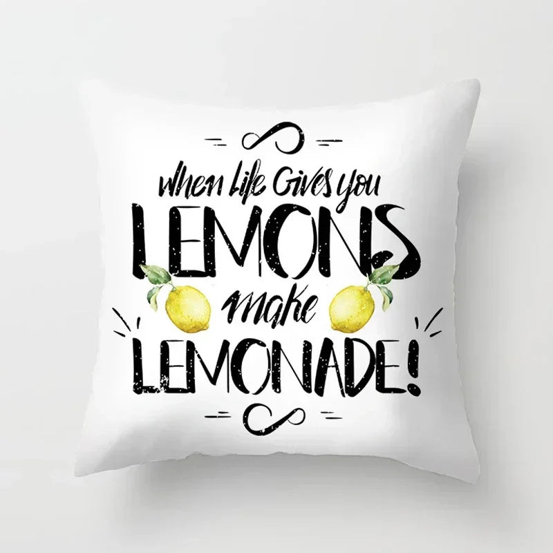 Lemon Pattern Summer Cushion Cover for Sofa Decor by Axyaa