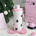 Axyaa Cat Bow Insulated Water Bottle 500ml Stainless Steel Leak-Proof Thermos