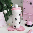 Axyaa Cat Bow Insulated Water Bottle 500ml Stainless Steel Leak-Proof Thermos
