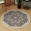 Axyaa Nordic Style Cotton Linen Round Carpets Boho Retro Handmade Floor Mats