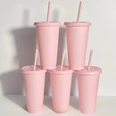 Axyaa Kawaii Coffee Cup Tumbler with Straw Lid - Portable Reusable BPA-Free Bottle