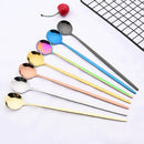 Axyaa Gold Cutlery Set: 6Pcs Long Handle Spoons for Coffee, Tea, Juice, Ice Cream