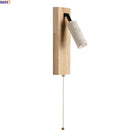 Axyaa LED Wall Lamps: Up Down Rotate, Yellow Travertine Wood Art Decor, Kids Bedroom, Bathroom