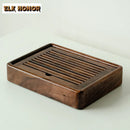 Axyaa Wooden Tea Tray: Compact, Stylish Tea Set for Brewing, Draining, and Storage