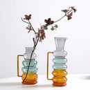 Axyaa Glass Bubble Ring Vase - Transparent Handle Flower Arrangement Terrarium
