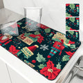 Axyaa Christmas Holly Absorbent Dry Mat for Dishes and Cups