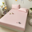 Axyaa Embroidered Milk Fleece Cotton Mattress Cover for Single Bed