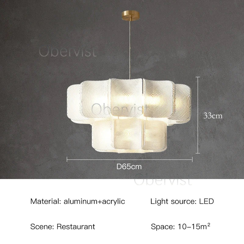 Axyaa White Acrylic LED Chandelier Minimalist Hanging Light Fixture for Bedroom, Dining, Living Room