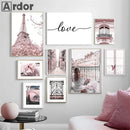 Axyaa Pink Peony Eiffel Tower Wall Art Poster | Sexy Women Decor Canvas Painting