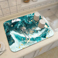 Axyaa Blue-Green Oil Painting Abstract Kitchen Placemat - Non-Slip & Super Absorbent