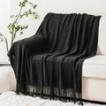 Axyaa Dark Green Knit Throw Blanket - Lightweight Plaid Design for Christmas Decor