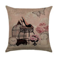 Axyaa Linen Butterfly Flower Sofa Cushion Cover 45*45 - Home Decor Printed Pillow Case