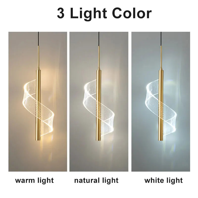 Axyaa Nordic Spiral LED Pendant Lights Modern Acrylic Home Decoration