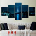 Eiffel Tower Night Paris France Wall Art by Axyaa - 5-Piece Modular Picture Set