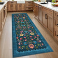 Nordic Floral Print Runner Rug by Axyaa - Stylish & Machine Washable Bedside Mat
