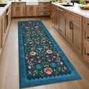 Nordic Floral Print Runner Rug by Axyaa - Stylish & Machine Washable Bedside Mat