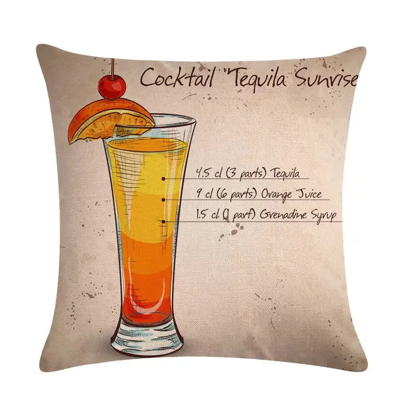 Martini Tequila Print Cushion Cover - Creative Home Decor by Axyaa