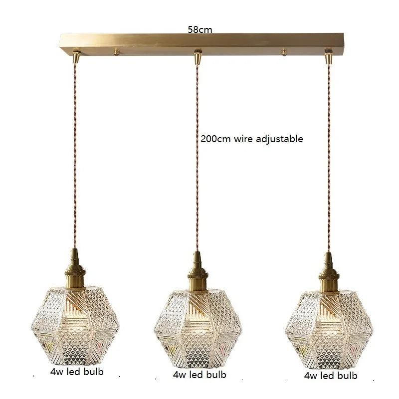 Axyaa Clear Glass LED Pendant Lights - Nordic Modern Hanging Lamp