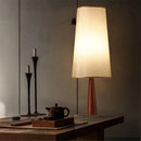 Axyaa Retro Wood Floor Lamp with Fabric Shade for Home Décor