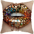 Pink Gold Lips Cushion Cover by Axyaa: Modern Nordic Diamond Painting Home Decor