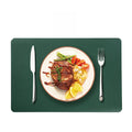 Axyaa Black Faux Leather Square Placemats Set - Luxury Dining Table Mats & Coasters