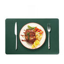 Axyaa Black Faux Leather Square Placemats Set - Luxury Dining Table Mats & Coasters
