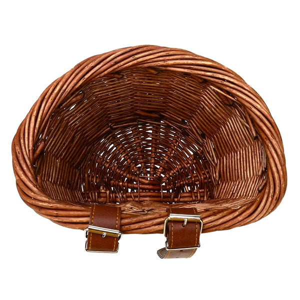 Axya Wicker Bicycle Handlebar Basket: Vintage, Hand Woven, Bike Cargo Storage