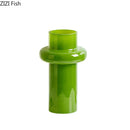 Axyaa Green Glass Vase Hydroponics Plant Pot for Table Decoration Aesthetic Floral Room Decor