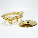 Axya Luxury Golden Oval Chafing Dish Set - Stainless Steel & Glass Serving Dish