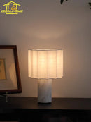 Axyaa Marble Table Lamp LED Natural Linen Rechargeable Desk Light