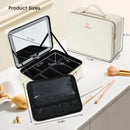 Axyaa LED Mirror Makeup Case|Travel Cosmetic Bag with Dividers & Brush Holder