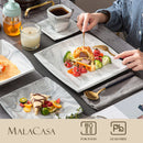 Axya Blance Marble Grey Porcelain Tableware Set for 12