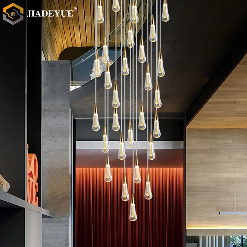 LED Staircase Chandelier by Axyaa: Modern Lighting for Living Room, Villa, Duplex Building