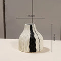 Axyaa Geometric Stripes Wave Ceramic Vase - Handmade Irregular Design