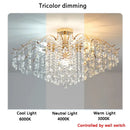 Axyaa Crystal LED Chandelier: Elegant Modern Ceiling Pendant Light for Living Room, Kitchen & Home Décor