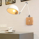 Axyaa Nordic Wood Wall Lamp with Switch, Adjustable Bedside Light, E27 Socket