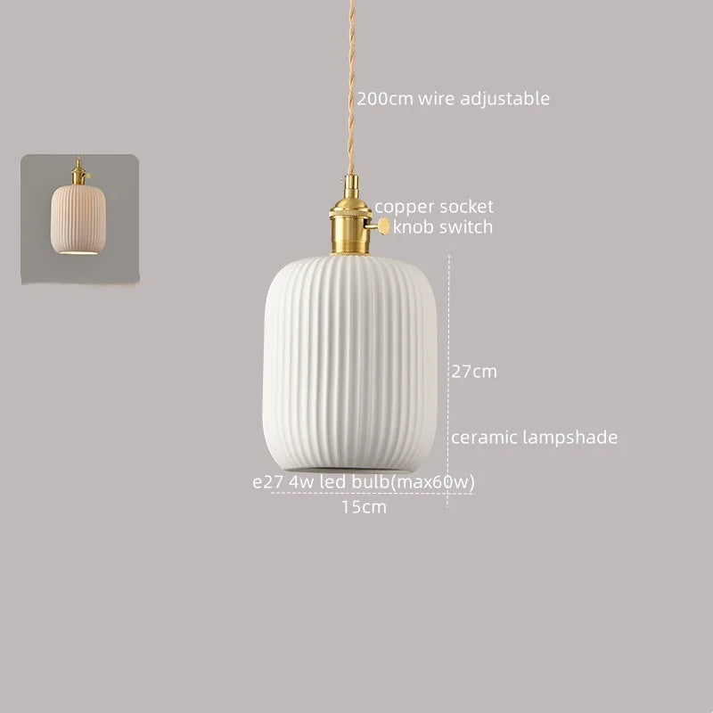 Axyaa White Ceramic LED Pendant Lamp Modern Hanging Light Fixtures