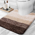 Axyaa Plush Microfiber U-Shaped Bathroom Mat Soft Absorbent Non-Slip Toilet Rugs
