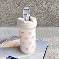 Axyaa Simple Bow Plastic Water Bottle with Straw for School and Summer