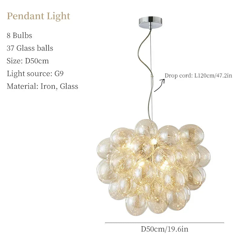 Axyaa Bubble Glass LED Chandelier Lighting for Living Room Home Decor