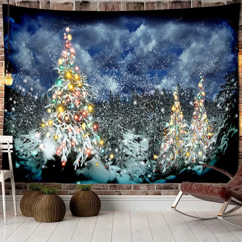 Axyaa Moose Wood Snow Tapestry Wall Hanging 200x150cm