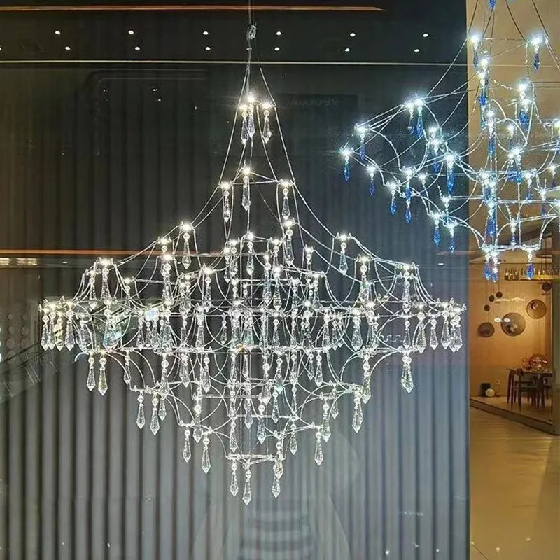 Axyaa Golden Lustre Crystal Chandeliers - Luxe LED Lighting for Home Décor