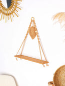 Axyaa Leaf Tassel Wall Shelf: Botanical Wooden Stand for Plant Display & Boho Home Decor