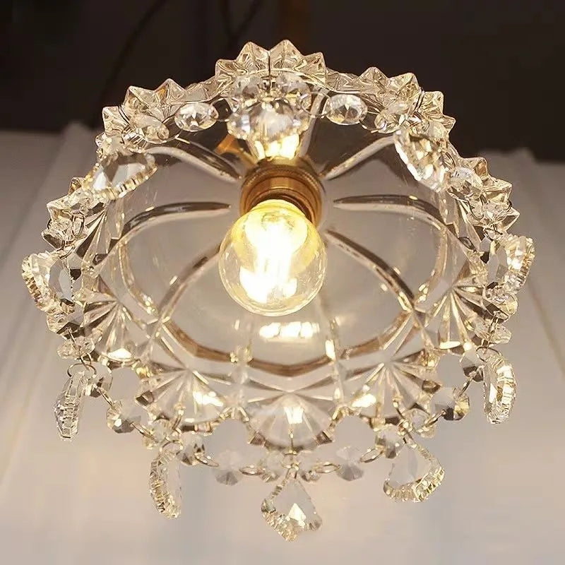 Axyaa Clear Glass Crystal LED Pendant Light for Luxury Home Decor