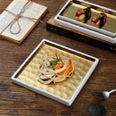 Axyaa Gold-Plated Ceramic Sushi Plate | Premium Tableware for Steak, BBQ, and More