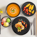 Axyaa 24/48-Piece Stoneware Dinner Set - Elegant Black Ceramic Plate Collection