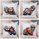 Axyaa Cartoon Sport Motorcycle Cushion Cover - Super Soft Plush Pillow Case