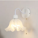 Axyaa Glass Iron LED Wall Sconce Pull Chain Switch Stair Light - White
