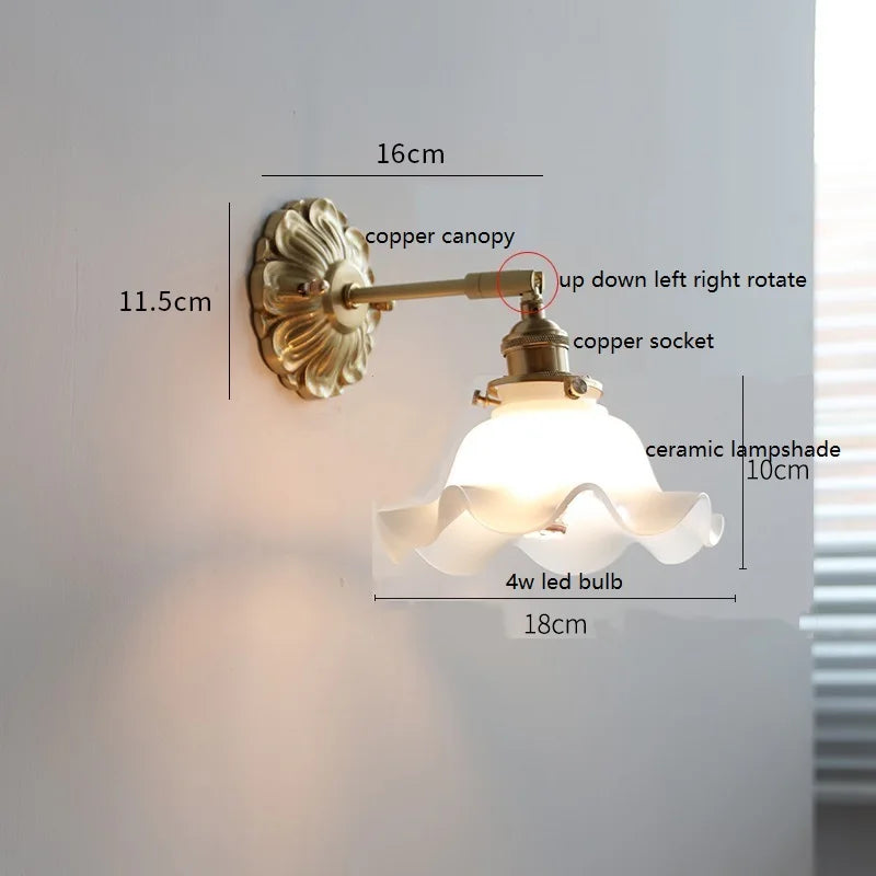 Axyaa Smoke Gray Glass LED Wall Sconce with Adjustable Copper Arm