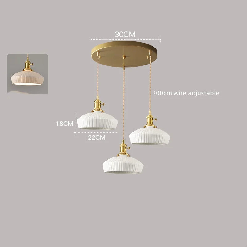 Axyaa White Ceramic LED Pendant Lamp Modern Hanging Light Fixtures